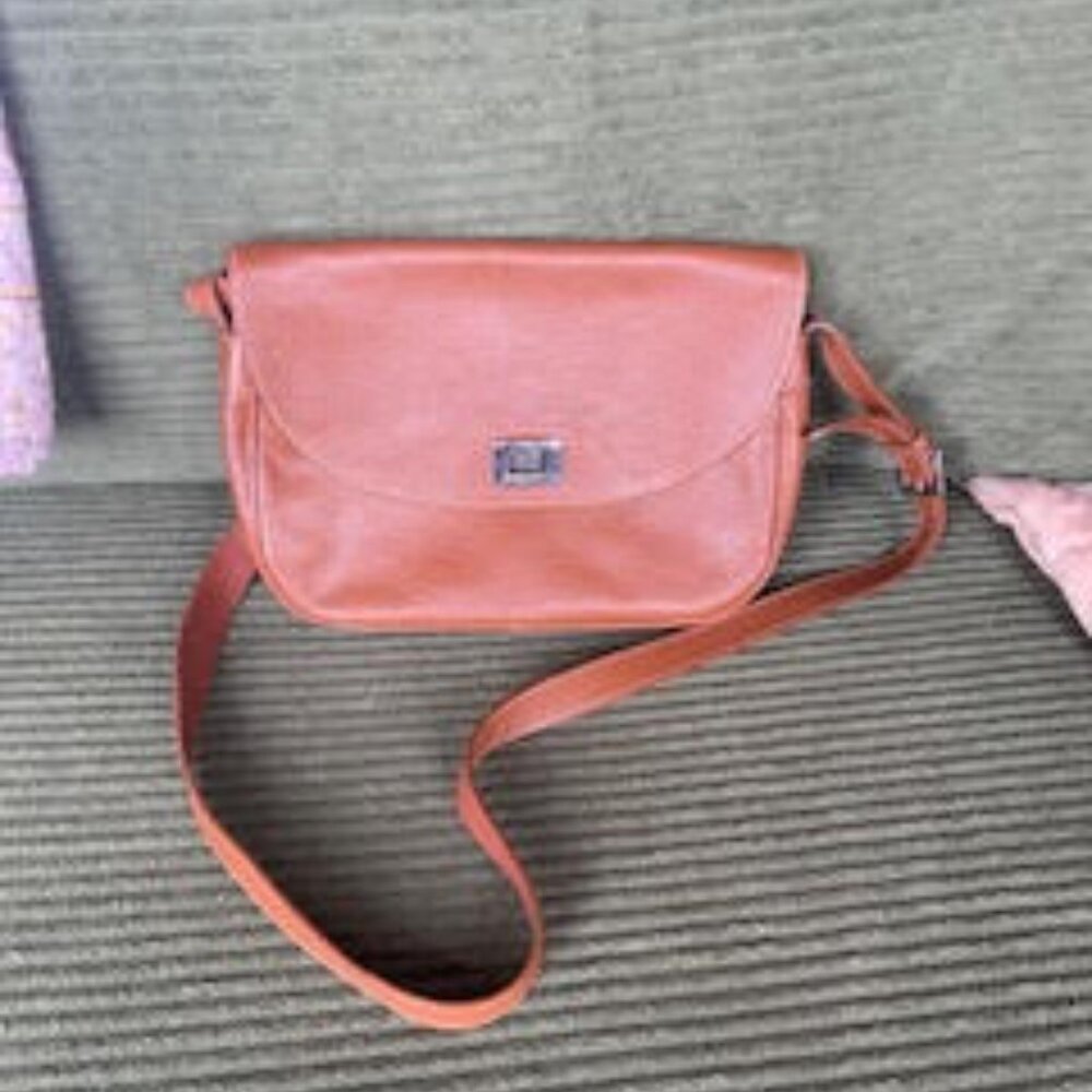 Longchamp Leather Crossbody in Chestnut Brown